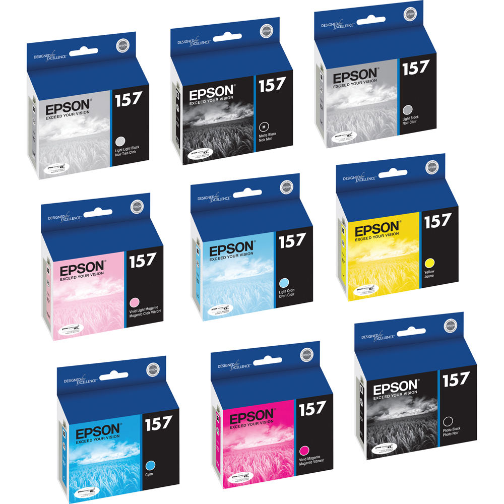 New, Pre-Owned - Epson 157 Ink Cartridge Set for New, Pre-Owned - Epson R3000- 9 Pack