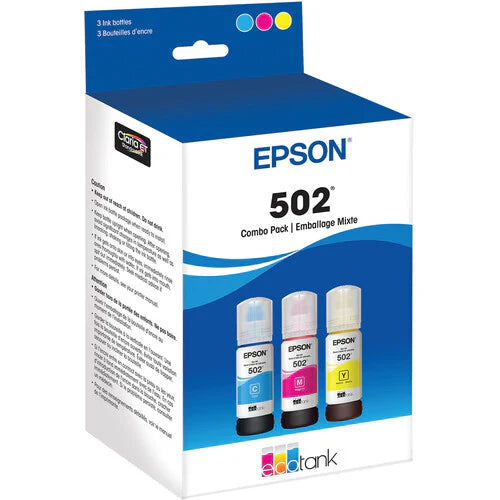 New, Pre-Owned - Epson T502 Standard Yield Multi-Color (3-Pack) Ink Bottle, T502520-S