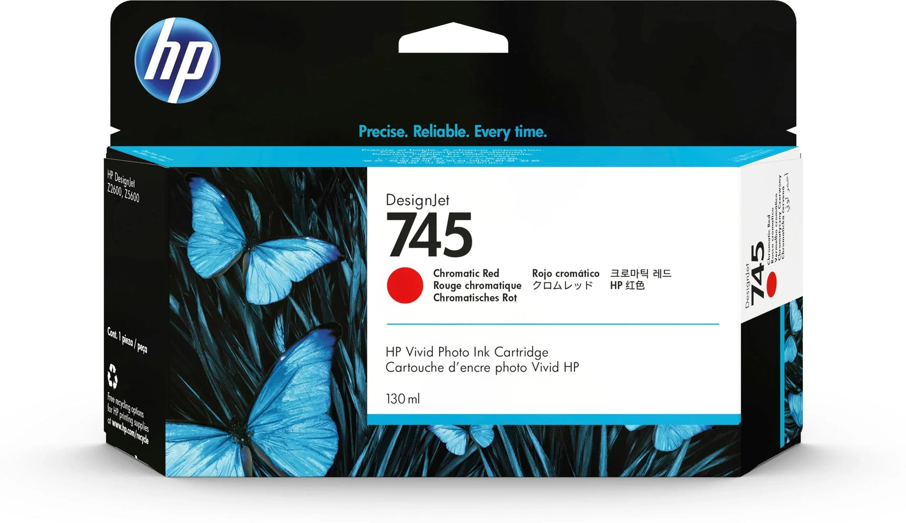 New, Pre-Owned - HP 745 130ml DesignJet Chromatic Red Ink Cartridge, F9K00A