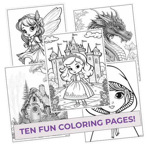 Fairy Tale Colors Coloring Pages (10 Pack)