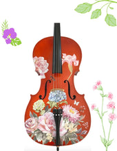 Floral Garden Cello Outfit | Rose & Hydrangea Design, Brazilwood Bow & Case