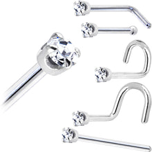 Solid 14K White Gold 1.5mm Genuine Diamond Nose Ring
