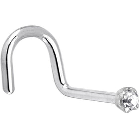 Solid 14K White Gold 1.5mm Genuine Diamond Nose Ring