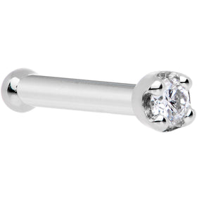 Solid 14K White Gold 1.5mm Genuine Diamond Nose Ring