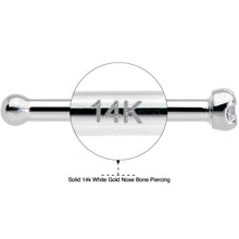 18G Solid 14k White Gold 1.5mm Genuine Diamond Nose Bone