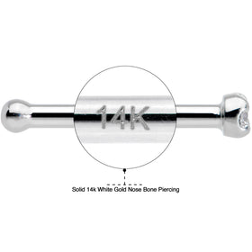 Solid 14K White Gold 1.5mm Genuine Diamond Nose Ring