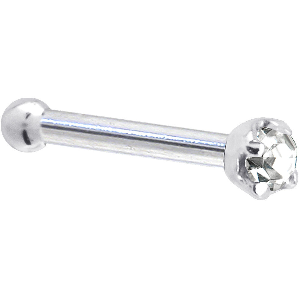 Solid 14K White Gold 1.5mm Genuine Diamond Nose Ring