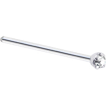 Solid 14K White Gold 2mm Clear Cubic Zirconia Nose Ring
