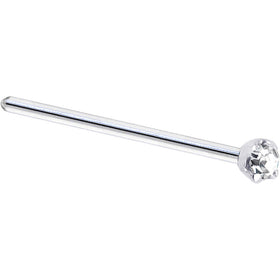 Solid 14K White Gold 2mm Clear Cubic Zirconia Nose Ring
