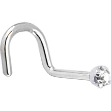 Solid 14K White Gold 2mm Clear Cubic Zirconia Nose Ring