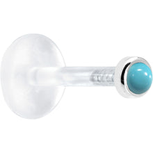 16G 5/16 Solid 14K White Gold 2mm Genuine Turquoise Bioplast Tragus Earring Stud