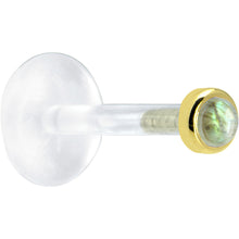 16G 5/16 Solid 14K Yellow Gold 2mm Genuine Labradorite Bioplast Tragus Earring Stud