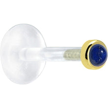 16G 5/16 Solid 14K Yellow Gold 2mm Genuine Blue Lapis Lazuli Bioplast Tragus Earring Stud