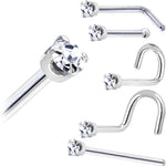 Platinum 1.5mm Genuine Diamond Nose Ring