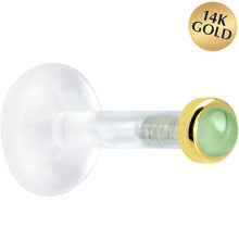 Solid 14K Yellow Gold 2mm Genuine Peridot Bioplast Push in Monroe