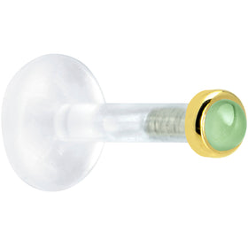 Solid 14K Yellow Gold 2mm Genuine Peridot Bioplast Push in Monroe