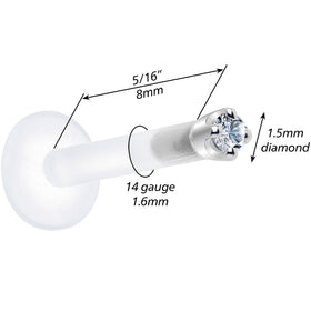 Solid 14K White Gold 1.5mm Genuine Diamond Bioplast Push in Monroe