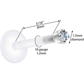 Solid 14K White Gold 1.5mm Genuine Diamond Bioplast Push in Monroe
