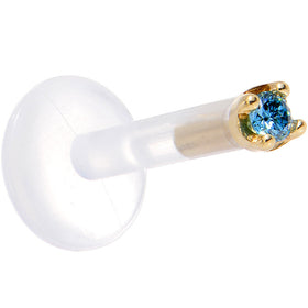 Solid 14K Yellow Gold 1.5mm Genuine Blue Diamond Bioplast Push in Monroe