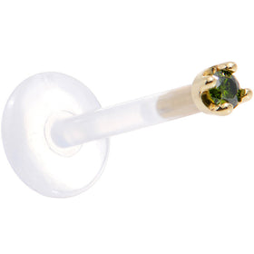 Solid 14K Yellow Gold 1.5mm Genuine Green Diamond Bioplast Push in Monroe