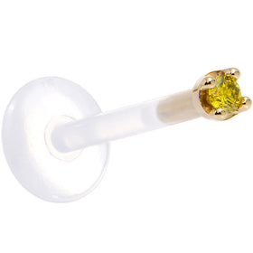 Solid 14K Yellow Gold 1.5mm Genuine Yellow Diamond Bioplast Push in Monroe