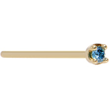 Solid 14K Yellow Gold 1.5mm Genuine Blue Diamond Nose Ring