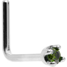 Solid 14K White Gold 1.5mm Genuine Green Diamond Nose Ring