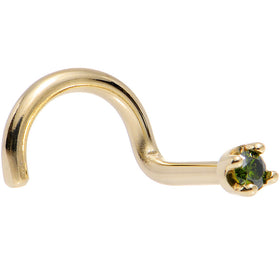 Solid 14K Yellow Gold 1.5mm Genuine Green Diamond Nose Ring