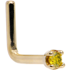 Solid 18K Yellow Gold 1.5mm Genuine Yellow Diamond Nose Ring