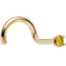 Solid 18K Yellow Gold 1.5mm Genuine Yellow Diamond Nose Ring