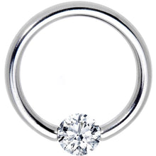 16G 1/2 Solid 14k White Gold 3mm Clear Cubic Zirconia Tension Captive Ring