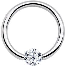 14G 1/2 Solid 14k White Gold 4mm Clear Cubic Zirconia Tension Captive Ring