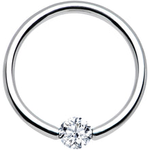 14G 7/16 Solid 14k White Gold 4mm Clear Cubic Zirconia Tension Captive Ring