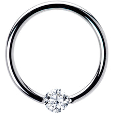 16G 3/8 Solid 14k White Gold 3mm Clear Cubic Zirconia Tension Captive Ring