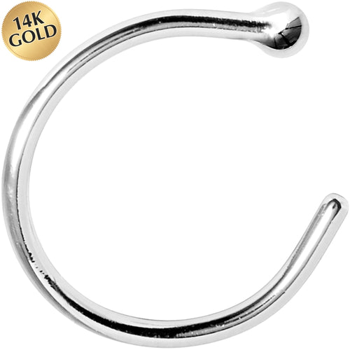 20G 3/8 Solid 14K White Gold Nose Hoop