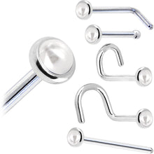Solid 14K White Gold 2mm Cultured Pearl Nose Ring