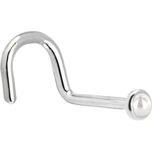 Solid 14K White Gold 2mm Cultured Pearl Nose Ring