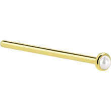 Solid 14K Yellow Gold 2mm Cultured Pearl Nose Ring
