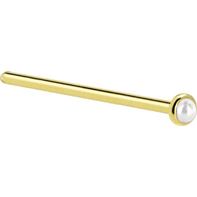 Solid 14K Yellow Gold 2mm Cultured Pearl Nose Ring