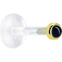 16G 1/4 Solid 14K Yellow Gold 2mm Genuine Onyx Bioplast Tragus Earring Stud