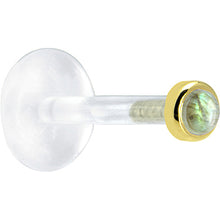 16G 1/4 Solid 14K Yellow Gold 2mm Genuine Labradorite Bioplast Tragus Earring Stud