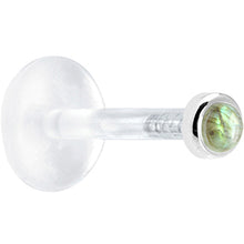 16G 1/4 Solid 14K White Gold 2mm Genuine Labradorite Bioplast Tragus Earring Stud