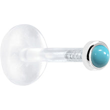 16G 1/4 Solid 14K White Gold 2mm Genuine Turquoise Bioplast Cartilage Earring Stud