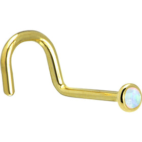 Solid 14K Yellow Gold 2mm Synthetic Opal Nose Ring