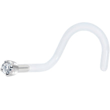 18G 1/4 White Gold 1.5mm Genuine Diamond Bioplast Nose Ring