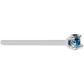 Solid 18K White Gold 1.5mm Genuine Blue Diamond Nose Ring