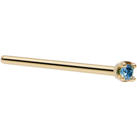 Solid 18K Yellow Gold 1.5mm Genuine Blue Diamond Nose Ring