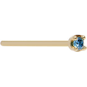 Solid 18K Yellow Gold 1.5mm Genuine Blue Diamond Nose Ring