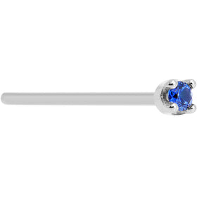 Solid 18K White Gold 1.5mm Genuine Blue Sapphire Nose Ring