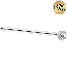 Solid 18K White Gold 1.5mm Genuine Diamond Nose Ring